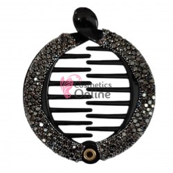 Accesoriu tip banana pentru prins parul din plastic PZS012DD - Negru cu cristale diamond